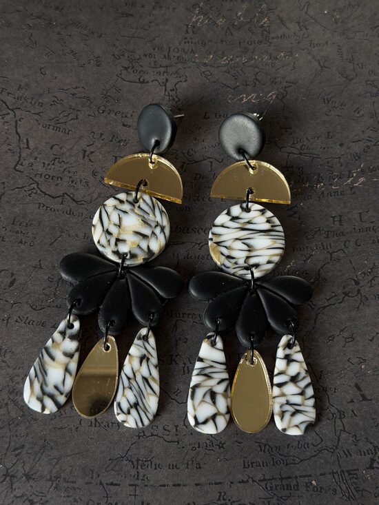 XL auskari - Raibi melni