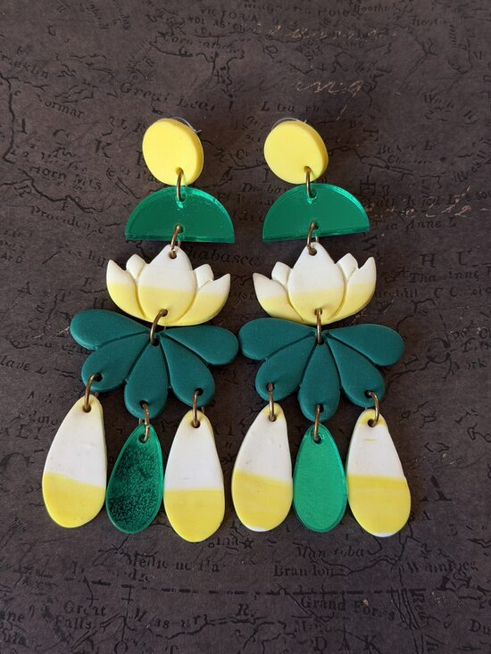 XL auskari - Zaļi dzelteni