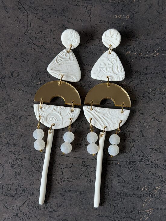 XL auskari - Balti ar tekstūru