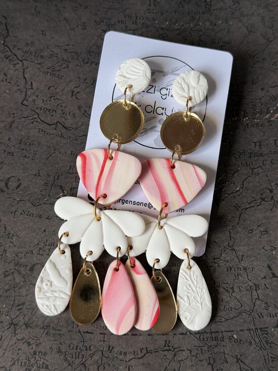 XL auskari - Rozīgi ar baltu