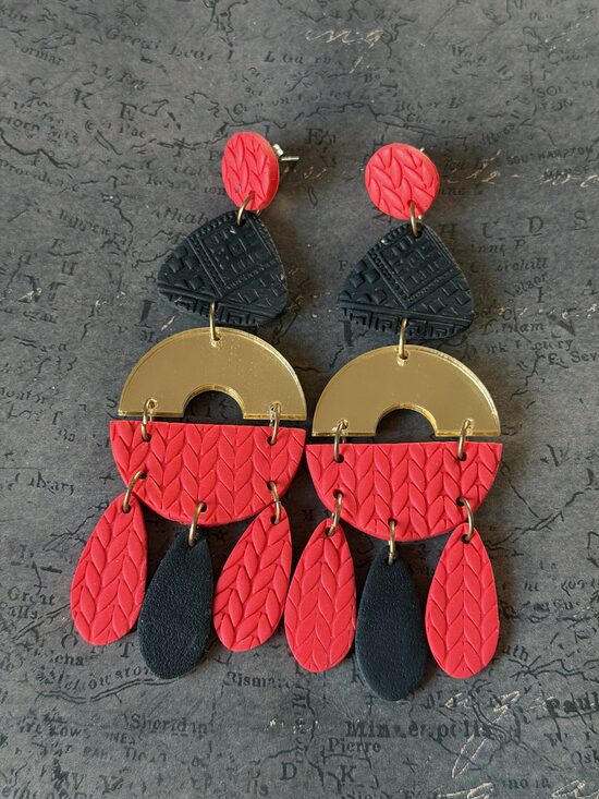 XL auskari - Melni sarkani