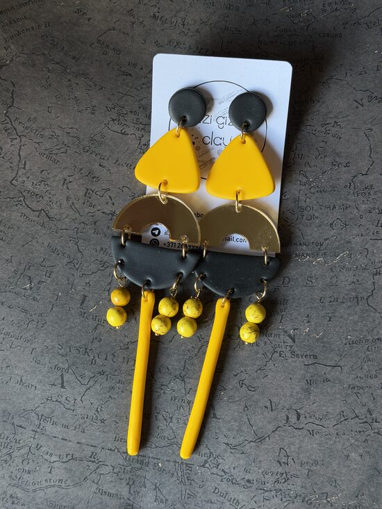 XL auskari - melni ar dzeltenu