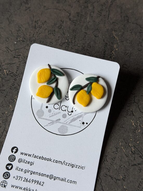 Citronu auskari - apaļi 22 mm